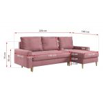 Narożnik LANG L - Kronos 27 - różowy - OUTLETU