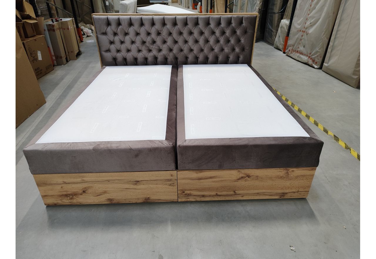 Łóżko kontynentalne AMORE 200x200 - Monolith 15 - brązowy - OUTLETU