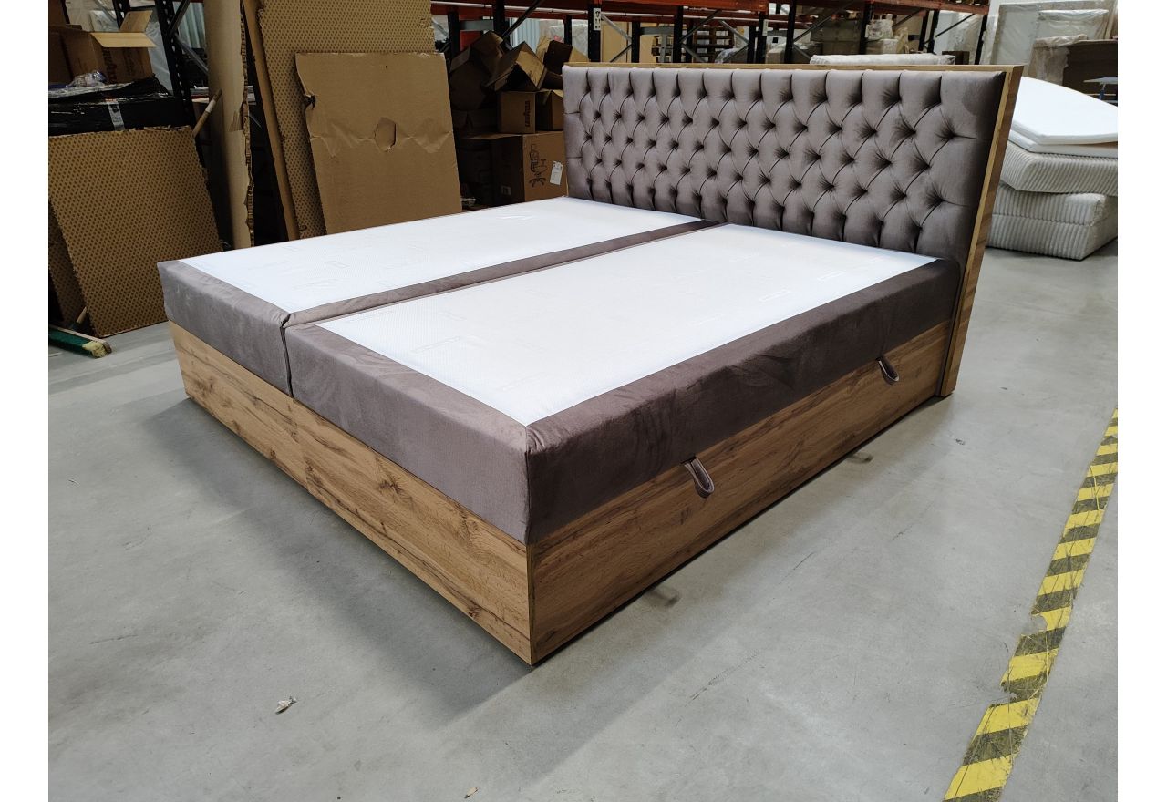 Łóżko kontynentalne AMORE 200x200 - Monolith 15 - brązowy - OUTLETU