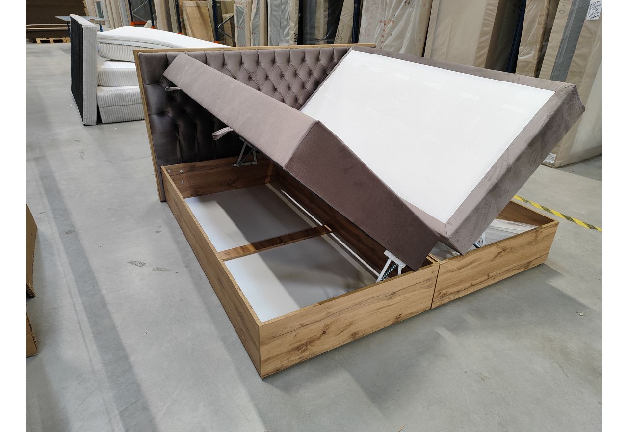 Łóżko kontynentalne AMORE 200x200 - Monolith 15 - brązowy - OUTLETU