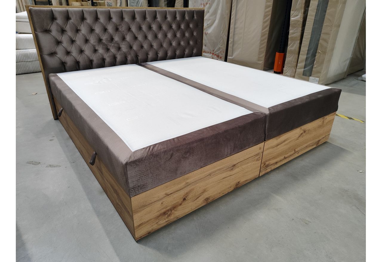 Łóżko kontynentalne AMORE 200x200 - Monolith 15 - brązowy - OUTLETU