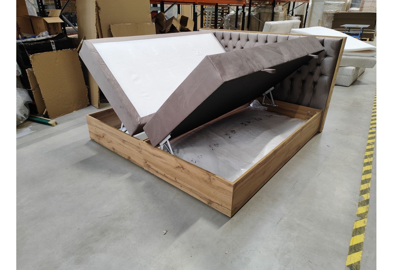 Łóżko kontynentalne AMORE 200x200 - Monolith 15 - brązowy - OUTLETU