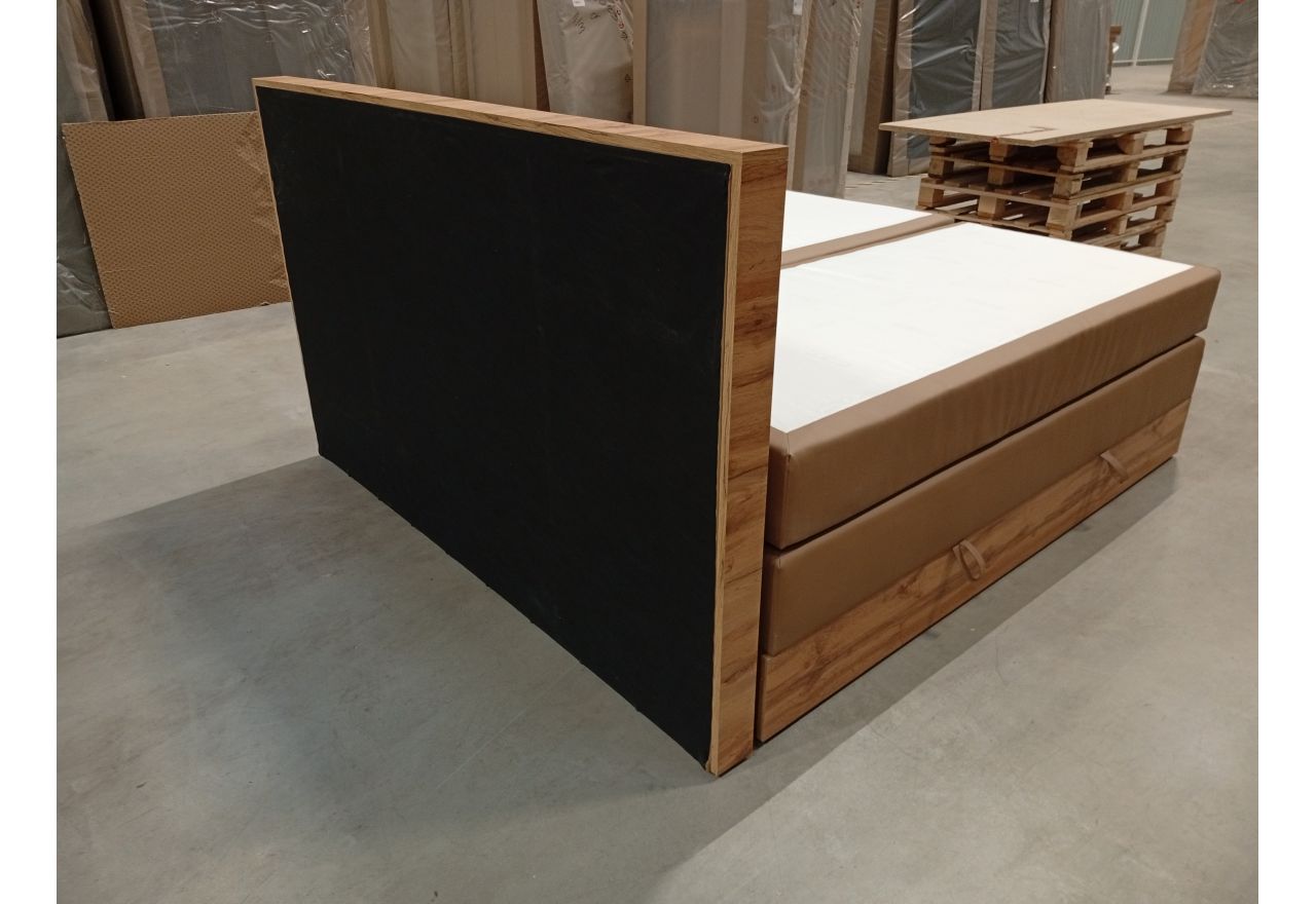 Łóżko kontynentalne BELLISSIMO KING 180x200 - Soft 34 - brązowa ekoskóra - OUTLETU