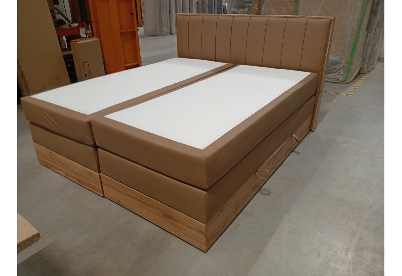 Łóżko kontynentalne BELLISSIMO KING 180x200 - Soft 34 - brązowa ekoskóra - OUTLETU