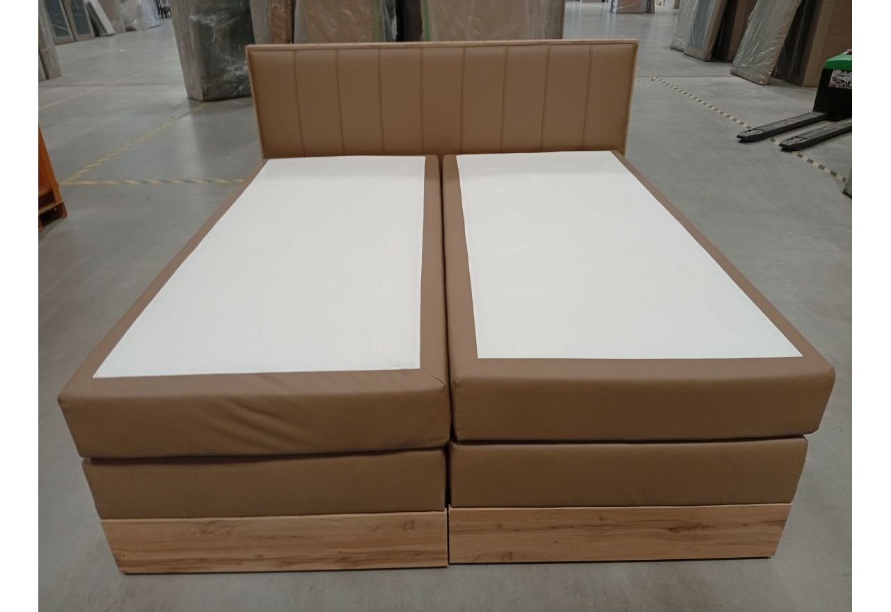 Łóżko kontynentalne BELLISSIMO KING 180x200 - Soft 34 - brązowa ekoskóra - OUTLETU