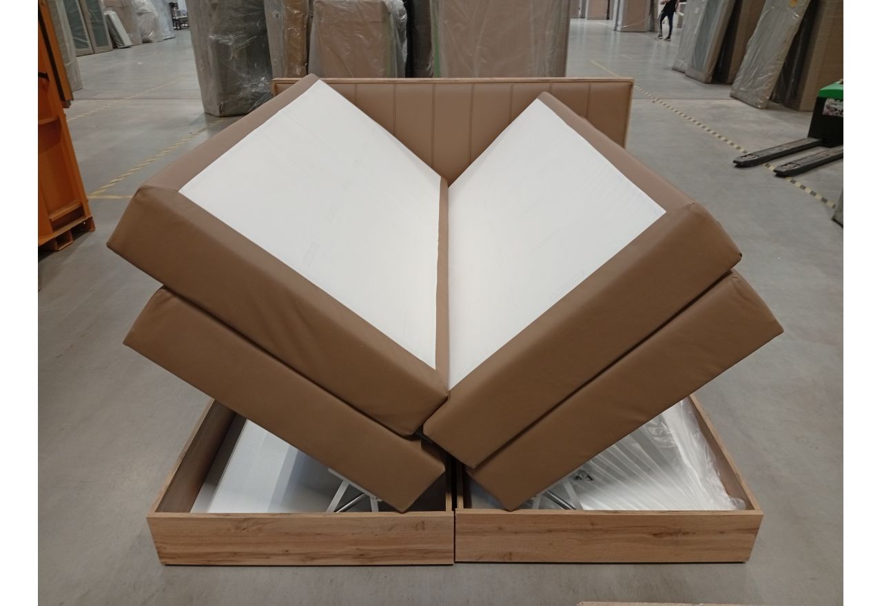 Łóżko kontynentalne BELLISSIMO KING 180x200 - Soft 34 - brązowa ekoskóra - OUTLETU