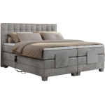 Łóżko kontynentalne, elektrycznie sterowane z pilota - ELECTRO 200x200 - Monolith 84 - jasny szary - OUTLET