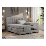 Łóżko kontynentalne, elektrycznie sterowane z pilota - ELECTRO 200x200 - Monolith 84 - jasny szary - OUTLET