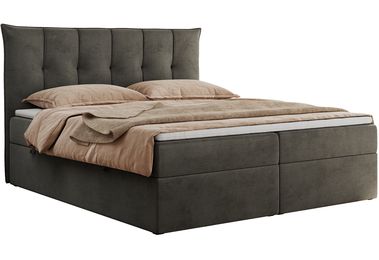 Łóżko kontynentalne PREMIUM 10 140x200 - H4 - ciemnoszary, welwet