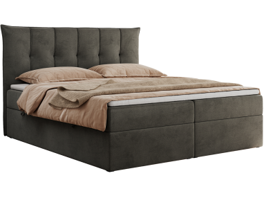 Łóżko kontynentalne PREMIUM 10 180x200 - H3 - ciemnoszary, welwet