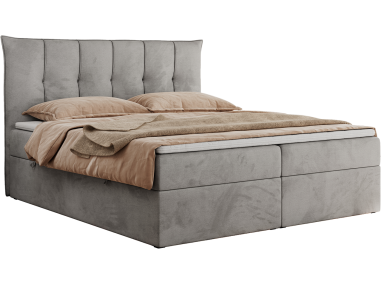 Łóżko kontynentalne PREMIUM 10 120x200 - H4 - jasnoszary, welwet