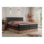 Łóżko kontynentalne VENETO KING 200x200 - Soft 20 - szara ekoskóra - OUTLETU