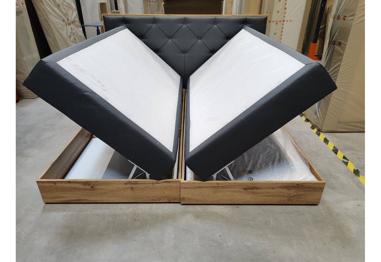 Łóżko kontynentalne VENETO KING 200x200 - Soft 20 - szara ekoskóra - OUTLETU