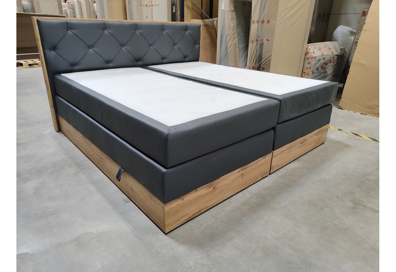 Łóżko kontynentalne VENETO KING 200x200 - Soft 20 - szara ekoskóra - OUTLETU