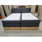 Łóżko kontynentalne VENETO KING 200x200 - Soft 20 - szara ekoskóra - OUTLETU