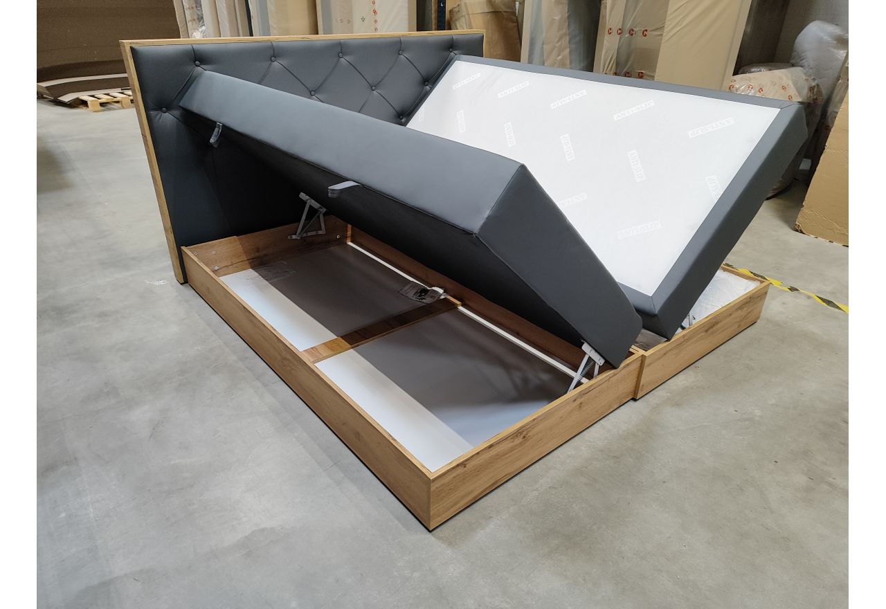 Łóżko kontynentalne VENETO KING 200x200 - Soft 20 - szara ekoskóra - OUTLETU