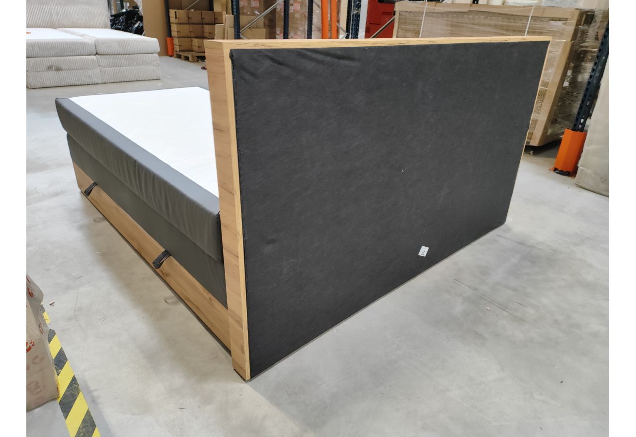 Łóżko kontynentalne VENETO KING 200x200 - Soft 20 - szara ekoskóra - OUTLETU