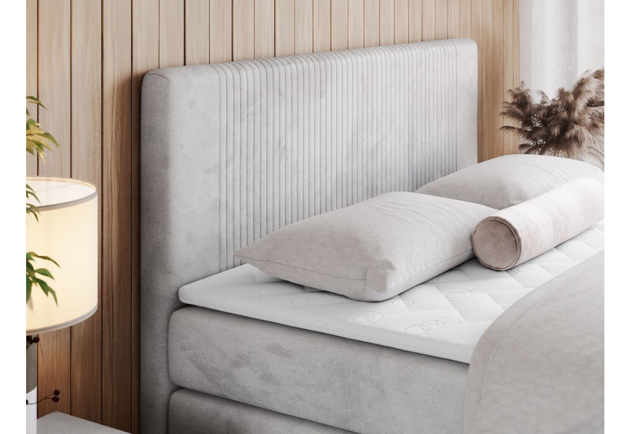 Łóżko kontynentalne KING DOREN 120x200 - Monolith 84 - jasny szary - OUTLET