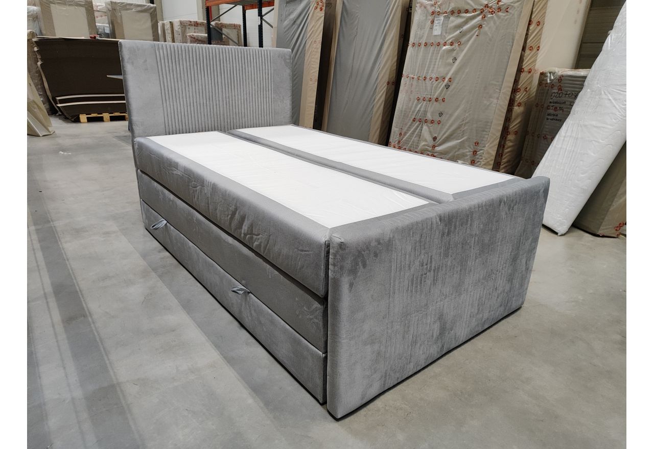 Łóżko kontynentalne KING DOREN 120x200 - Monolith 84 - jasny szary - OUTLET