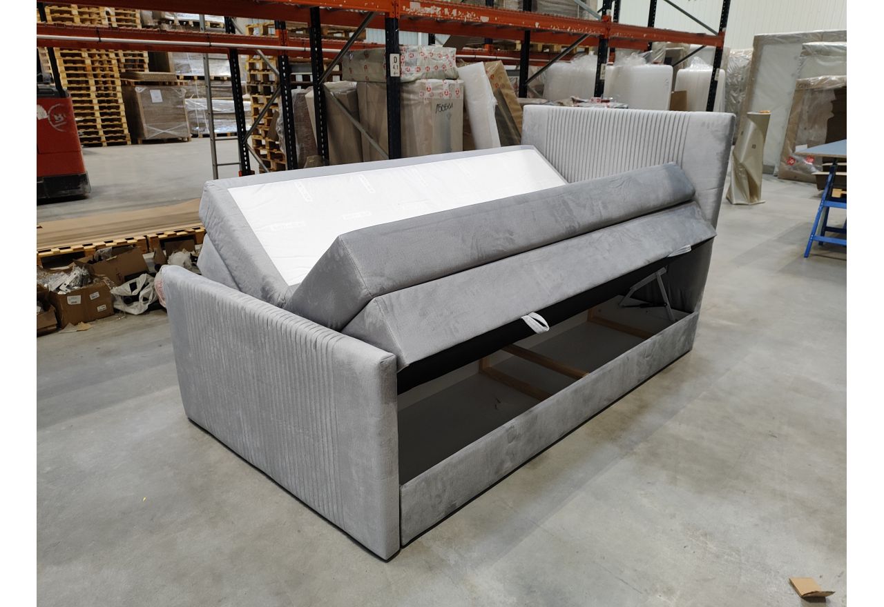 Łóżko kontynentalne KING DOREN 120x200 - Monolith 84 - jasny szary - OUTLET