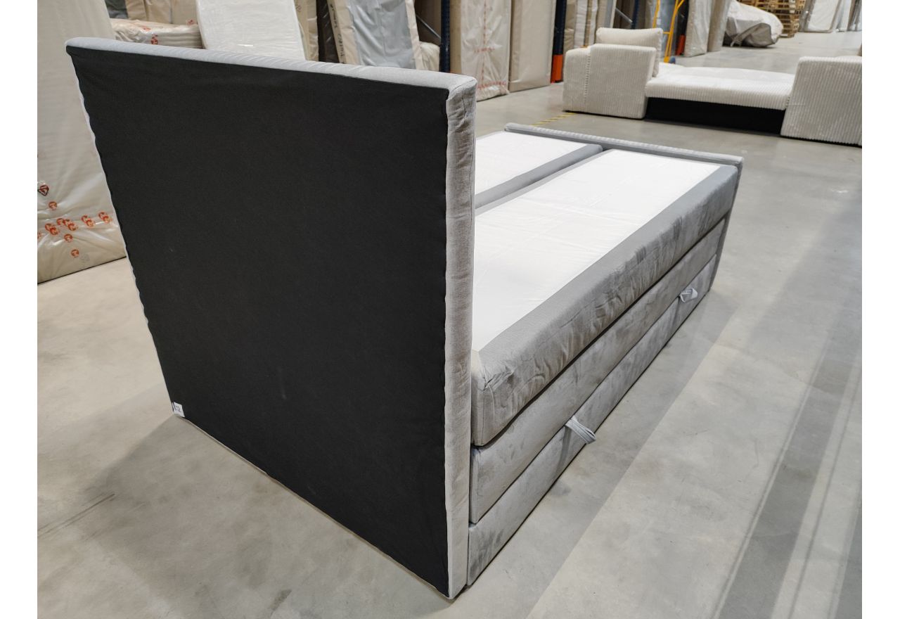 Łóżko kontynentalne KING DOREN 120x200 - Monolith 84 - jasny szary - OUTLET