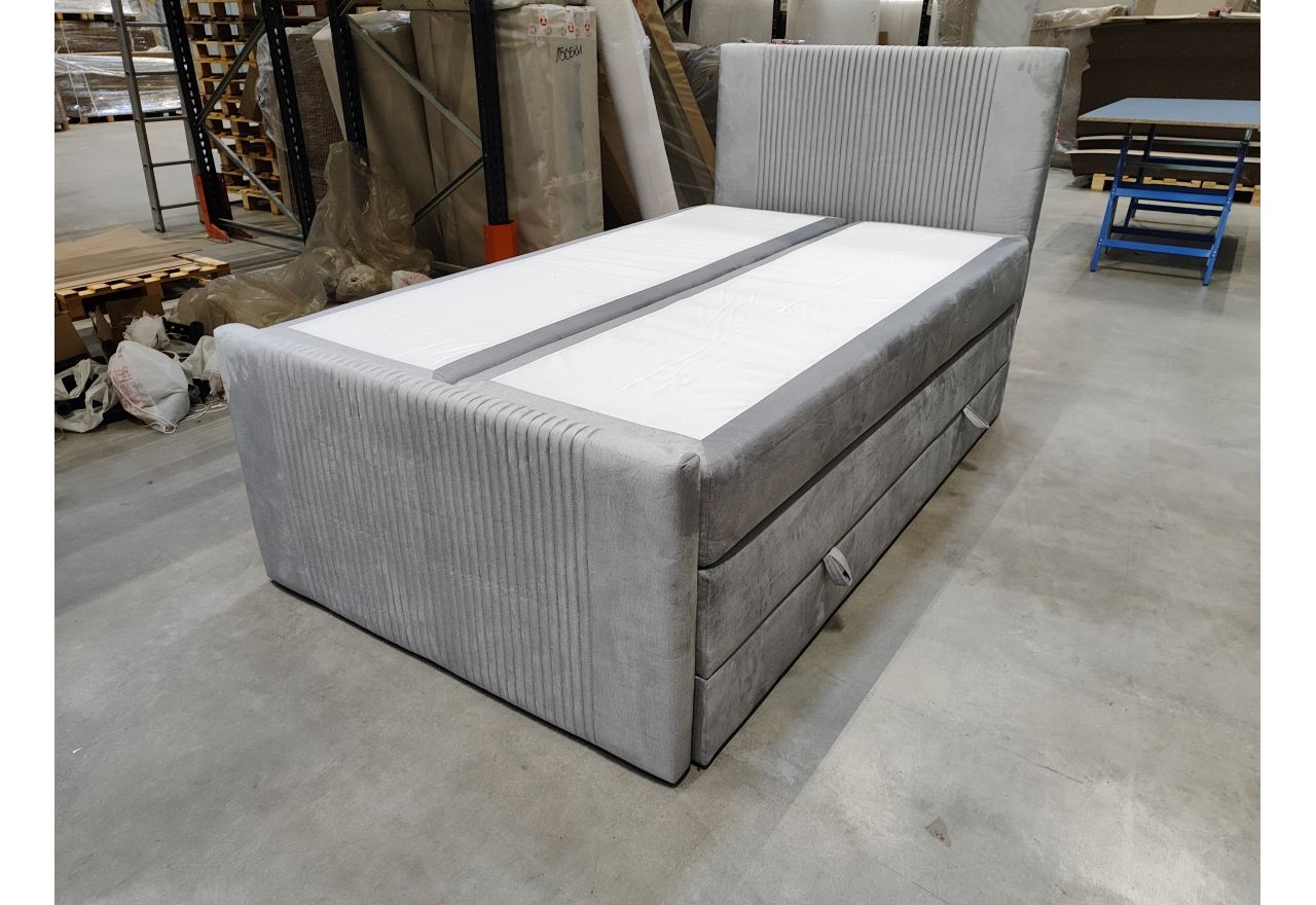 Łóżko kontynentalne KING DOREN 120x200 - Monolith 84 - jasny szary - OUTLET