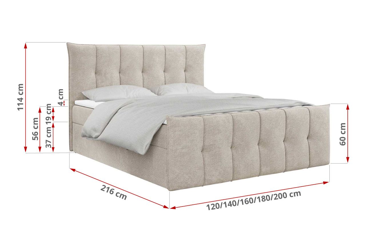 Łóżko kontynentalne PREMIUM 11 160x200 - Matana 17 - beżowy - OUTLET