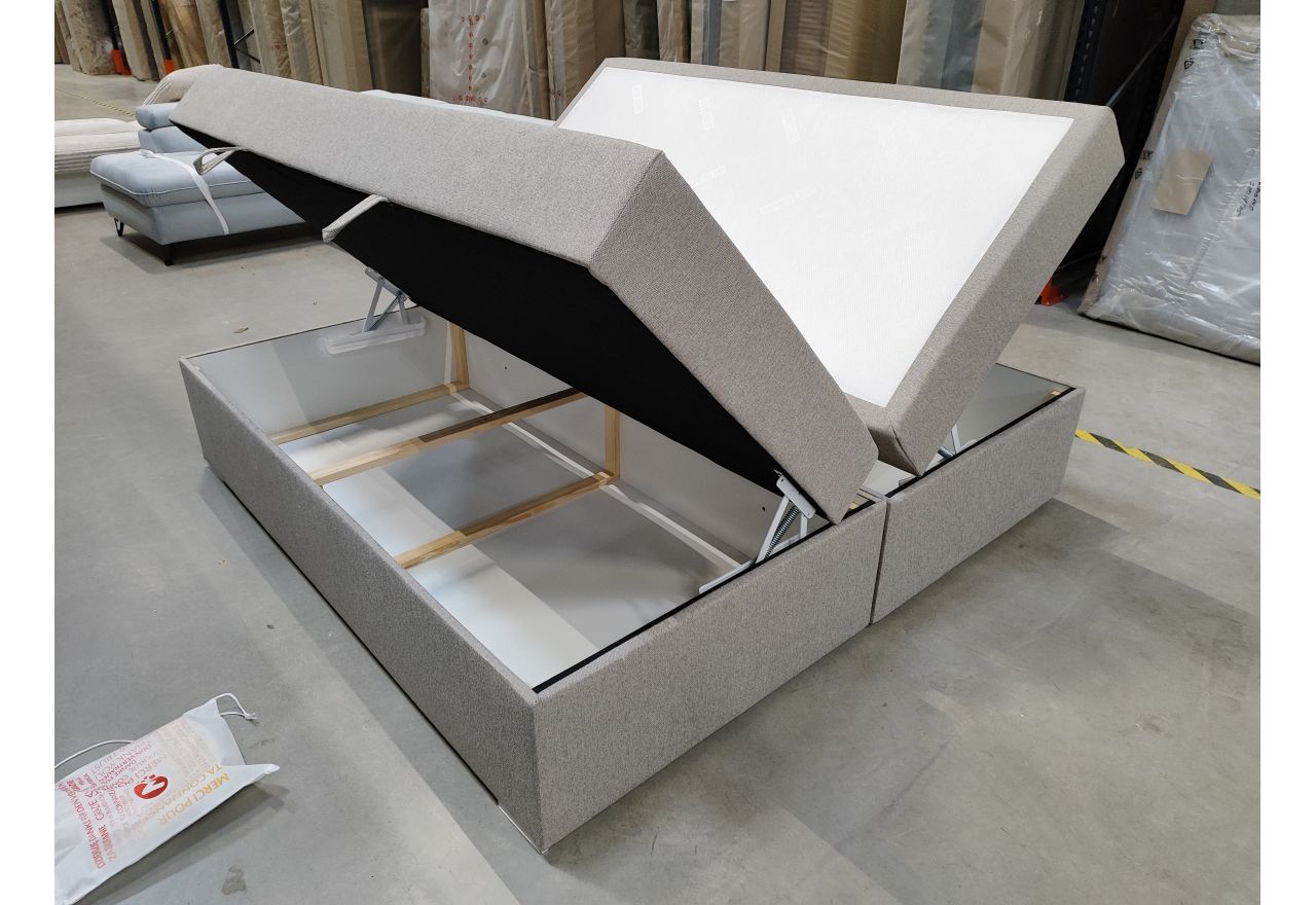 Łóżko kontynentalne bez wezgłowia BESS 200x200 - Matana 17 - beżowy - OUTLET