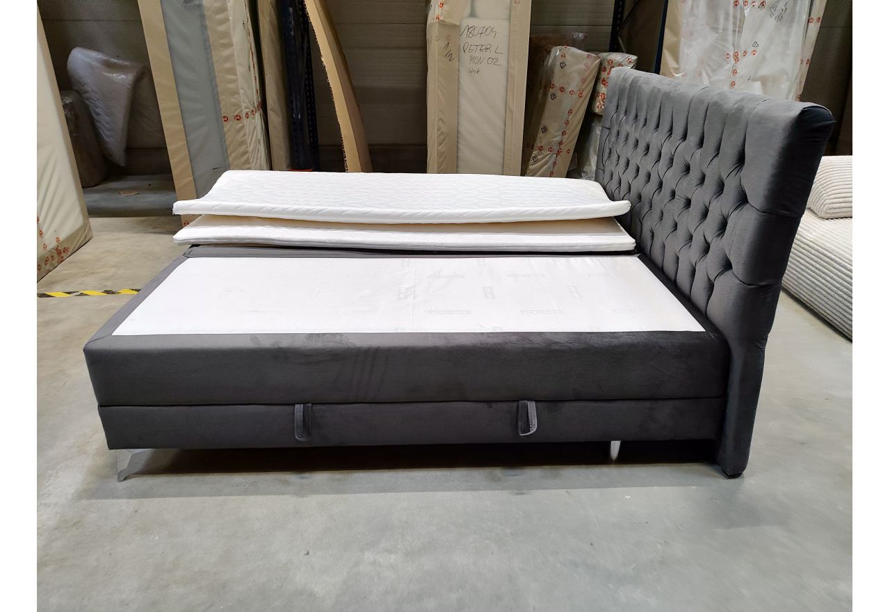 Łóżko kontynentalne MILEN 160x200 - Monolith 92 - ciemny szary - OUTLETU