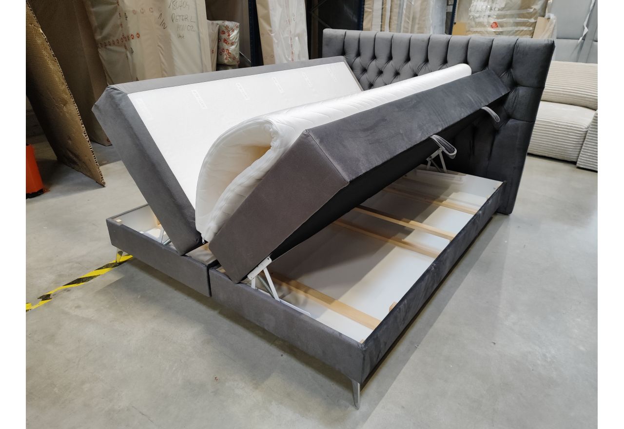 Łóżko kontynentalne MILEN 160x200 - Monolith 92 - ciemny szary - OUTLETU