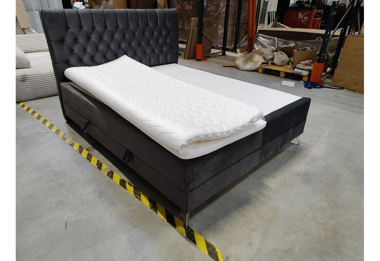 Łóżko kontynentalne MILEN 160x200 - Monolith 92 - ciemny szary - OUTLETU