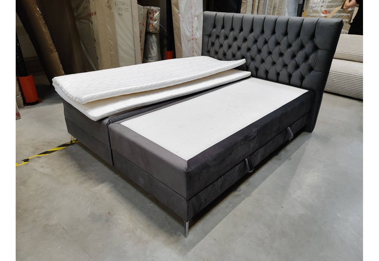 Łóżko kontynentalne MILEN 160x200 - Monolith 92 - ciemny szary - OUTLETU