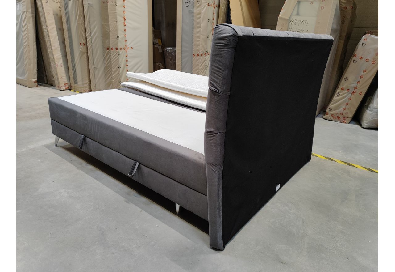 Łóżko kontynentalne MILEN 160x200 - Monolith 92 - ciemny szary - OUTLETU