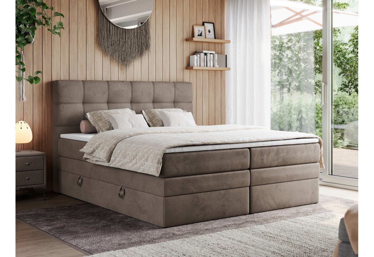 Łóżko kontynentalne ERNI KING 200x200 - Monolith 15 - brązowy - OUTLETU