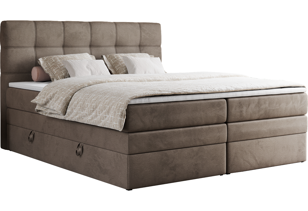Łóżko kontynentalne ERNI KING 200x200 - Monolith 15 - brązowy - OUTLETU
