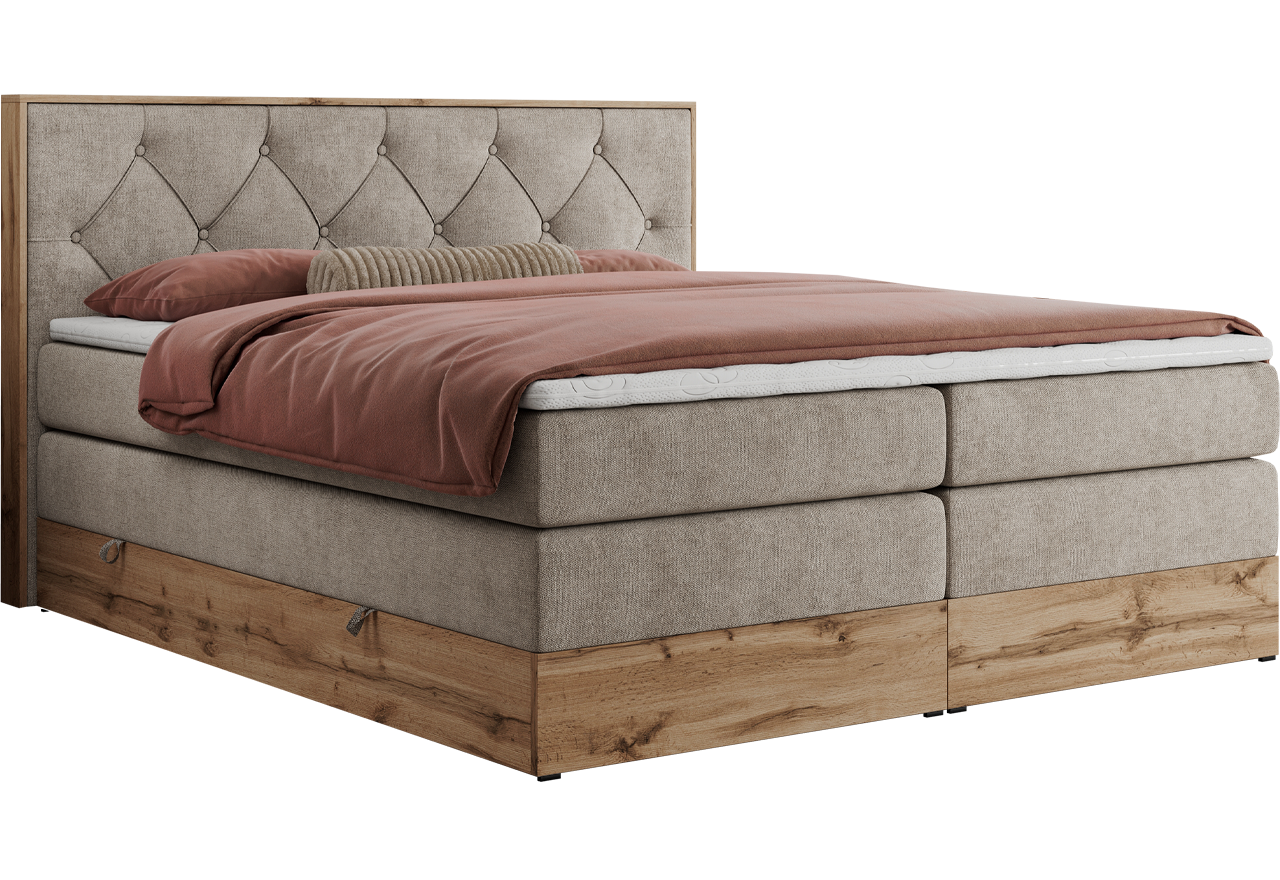 Łóżko kontynentalne VENETO KING 160x200 - Matana 17 - beżowy - OUTLETU