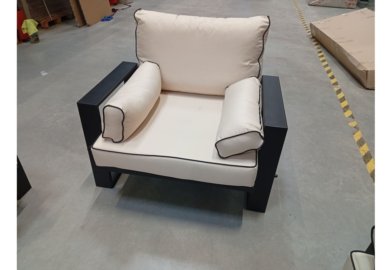 Metalowy fotel ogrodowy ELBA S1 - beżowy - OUTLETU