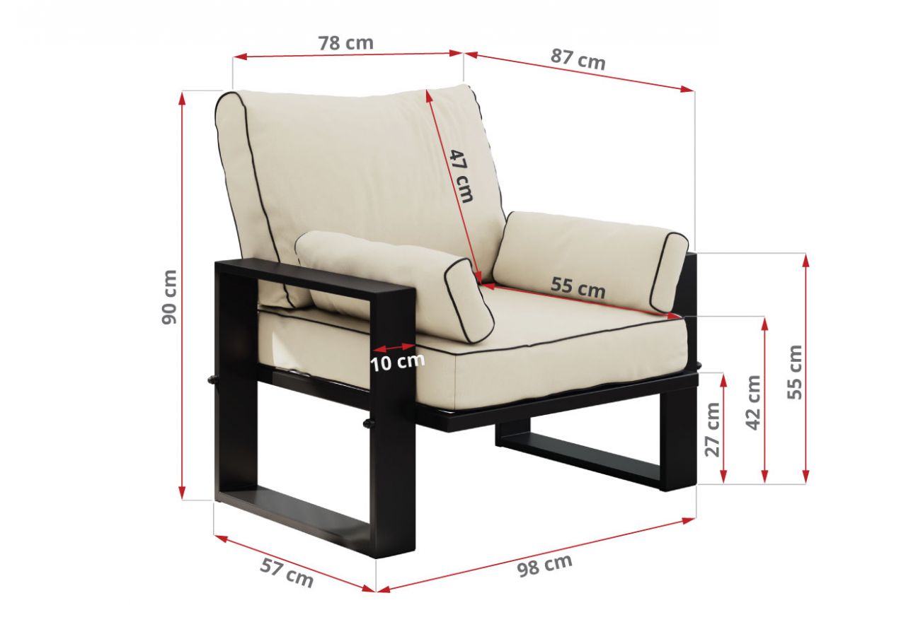 Metalowy fotel ogrodowy ELBA S1 - beżowy - OUTLETU