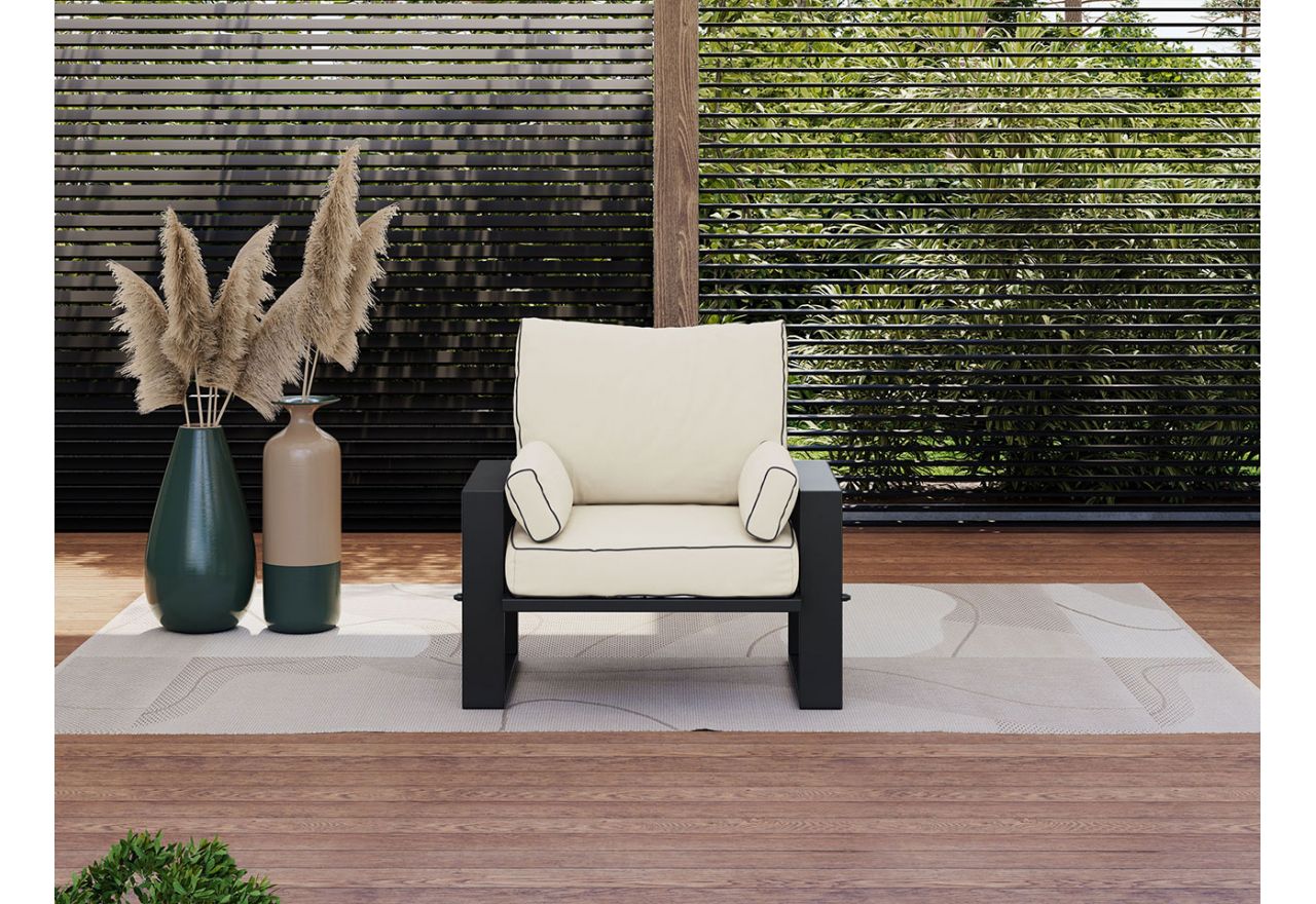 Metalowy fotel ogrodowy ELBA S1 - beżowy - OUTLETU