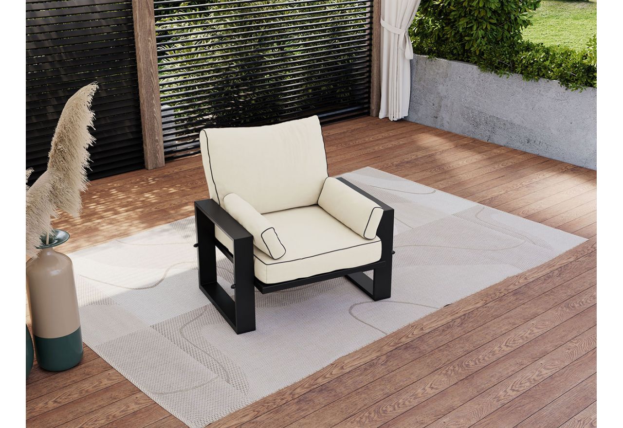 Metalowy fotel ogrodowy ELBA S1 - beżowy - OUTLETU