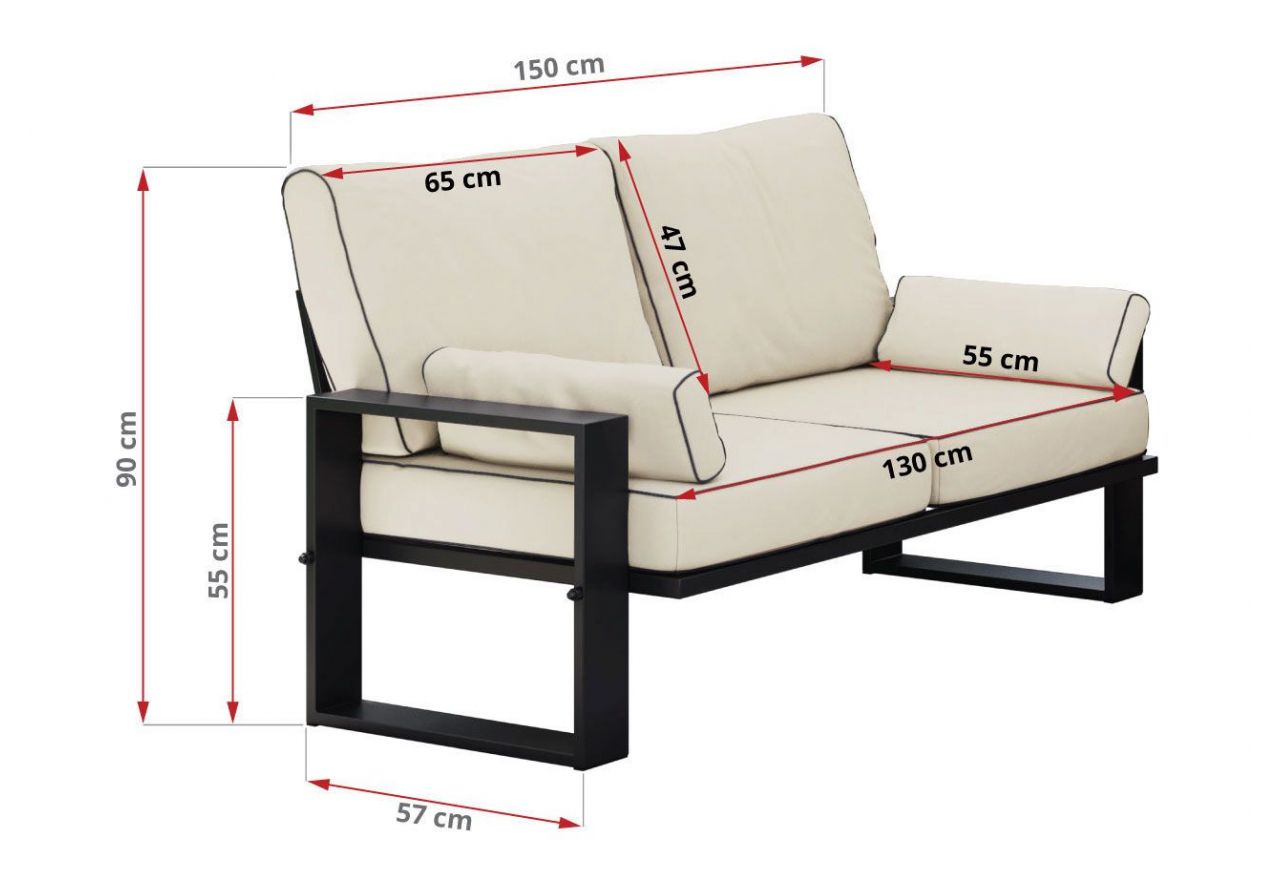 Metalowa sofa ogrodowa ELBA S2 - beżowy