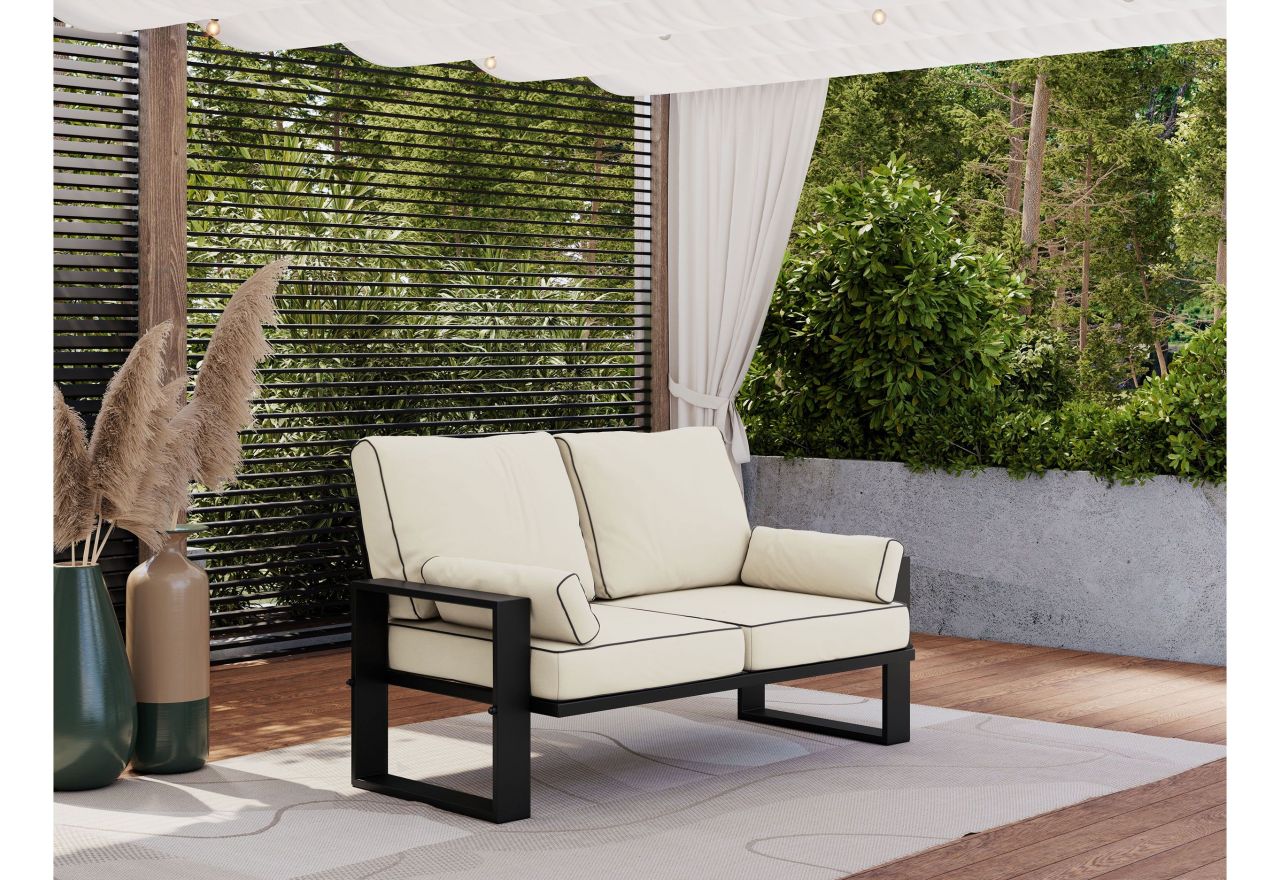 Metalowa sofa ogrodowa ELBA S2 - beżowy