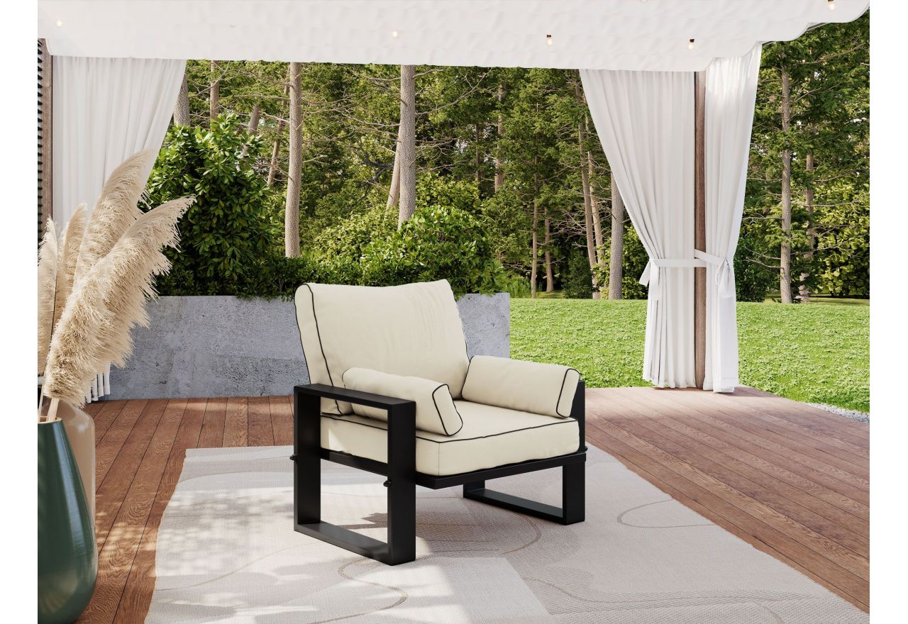 Metalowy fotel ogrodowy ELBA S1 - beżowy