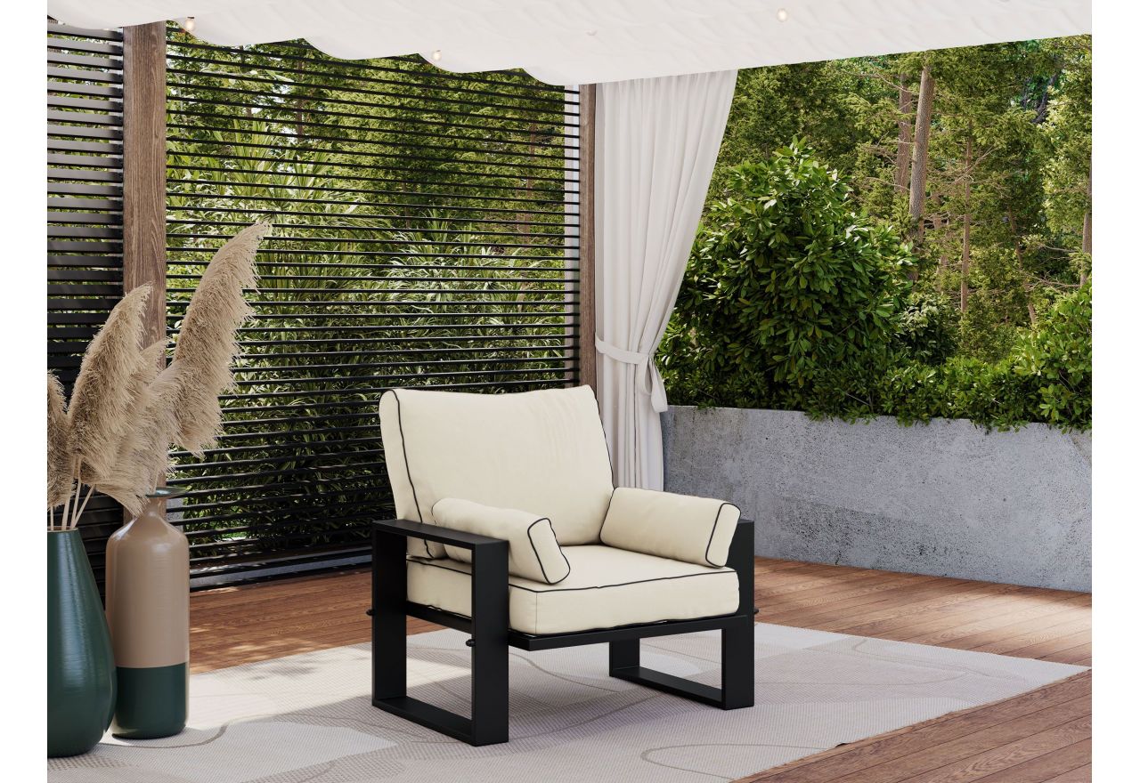 Metalowy fotel ogrodowy ELBA S1 - beżowy