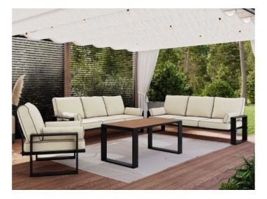 Zestaw metalowych mebli ogrodowych ELBA Z3 - beżowy