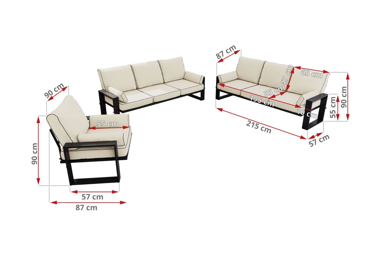Zestaw metalowych mebli ogrodowych ELBA Z3 - beżowy