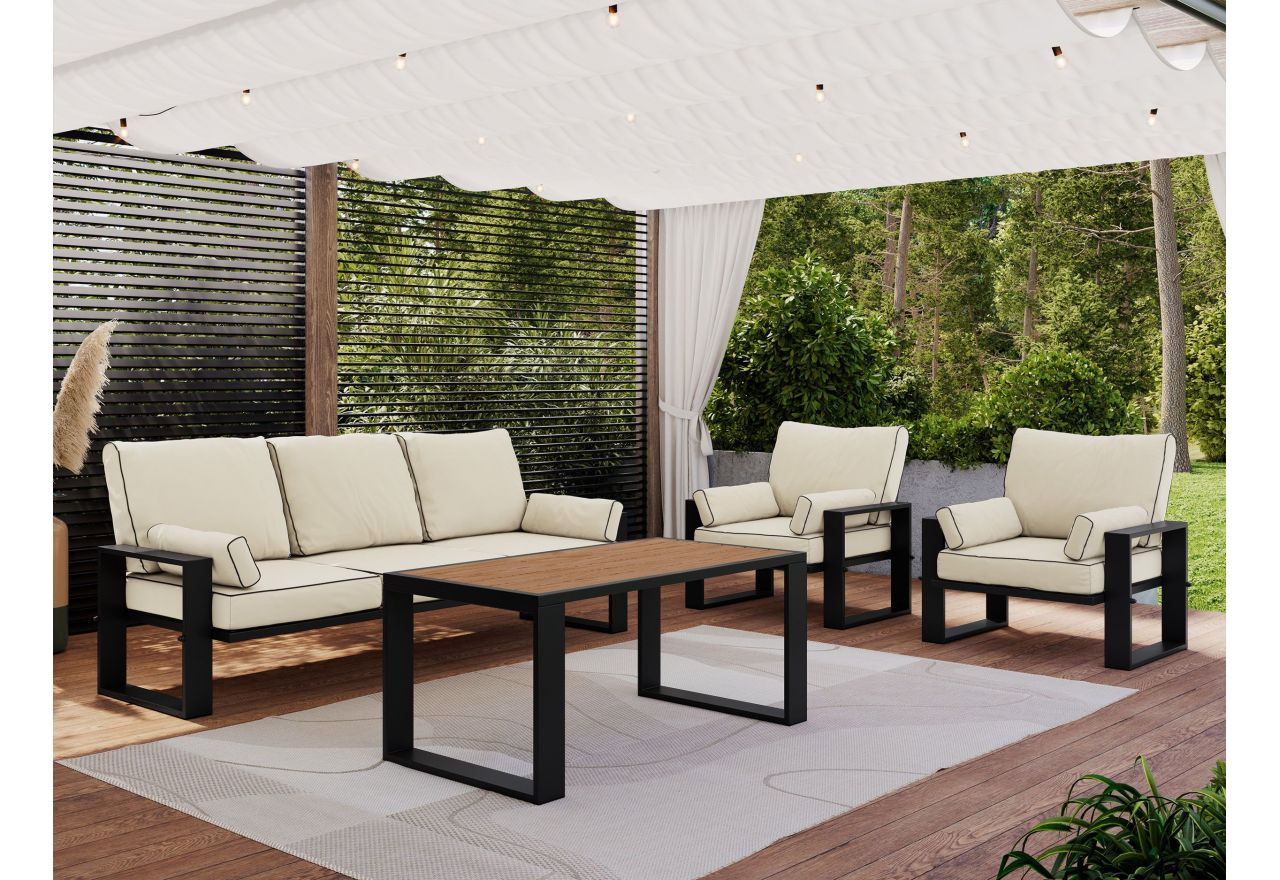 Zestaw metalowych mebli ogrodowych ELBA Z1 - beżowy