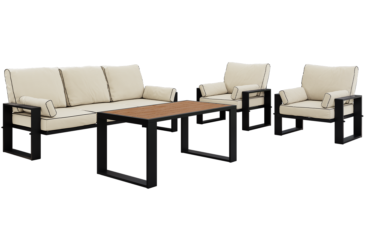 Zestaw metalowych mebli ogrodowych ELBA Z1 - beżowy