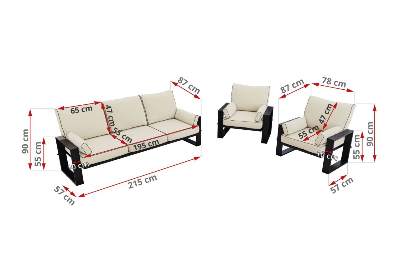 Zestaw metalowych mebli ogrodowych ELBA Z1 - beżowy