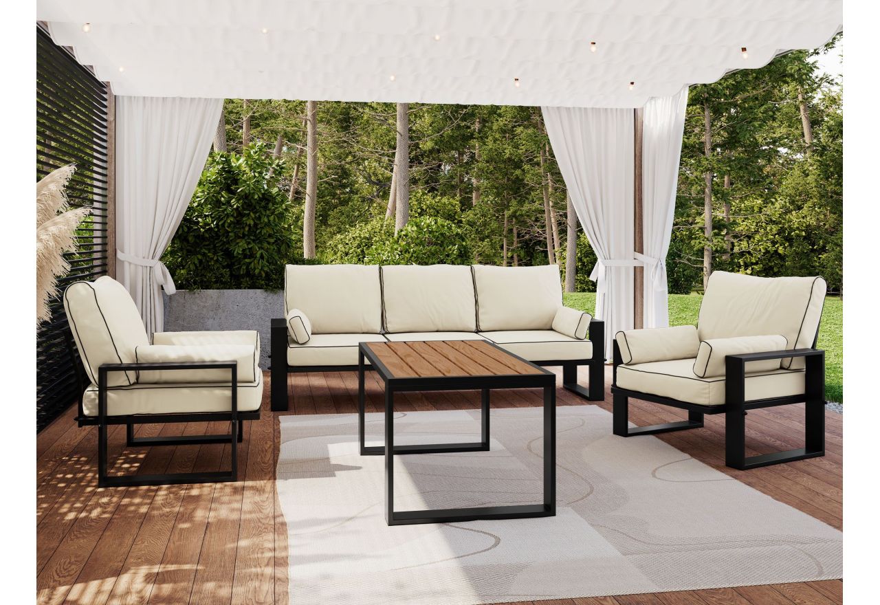 Zestaw metalowych mebli ogrodowych ELBA Z1 - beżowy